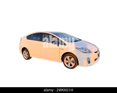 Toyota Prius hybrid car on white background: Swat, Pakistan - 20 february 2024. Stock Photo