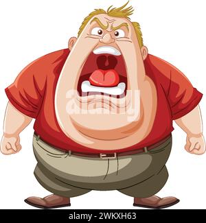 Illustration of a furious man yelling loudly Stock Vector