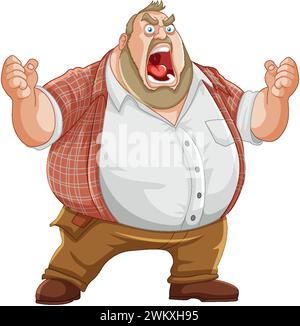 Cartoon of a man yelling in anger Stock Vector