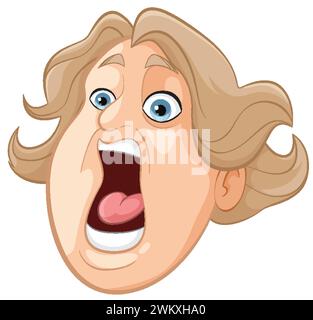 Cartoon of a woman with a surprised expression Stock Vector
