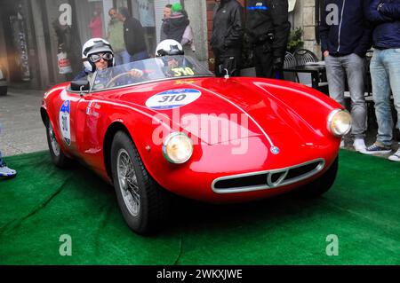 Mille Miglia 2016, time control, checkpoint, SAN MARINO, start no. 310 ALFA ROMEO 1900 SPORT SPIDER built in 1954 Vintage car race. San Marino, Italy Stock Photo