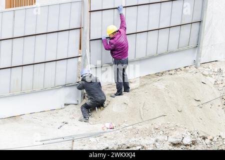 workers working at construction site Stock Photo