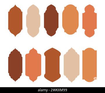 Islamic and ramadan kareem windows in oriental style. Border and frame with modern boho design template. Stock Vector