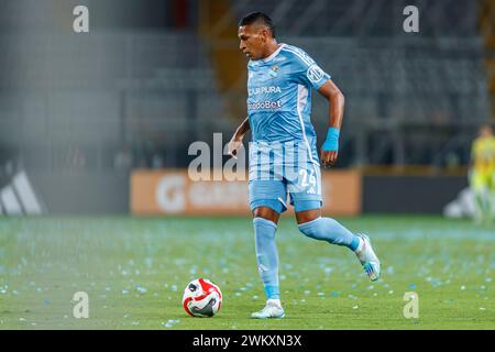 LIMA, PERU - FEBRUARY 15: Fernando Pacheco of Sporting Cristal runs with the ball during Liga 1 Profesional Peru match between Sporting Cristal and Lo Stock Photo