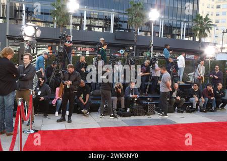 February 22, 2024, Los Angeles, California, USA: LOS ANGELES, CA - FEBRUARY 22, 2024: Media at a ceremony honoring actor James Hong with hand and foot prints on his 95th birthday at the TCL Chinese Theatre IMAX. (Credit Image: © Nina Prommer/ZUMA Press Wire) EDITORIAL USAGE ONLY! Not for Commercial USAGE! Stock Photo