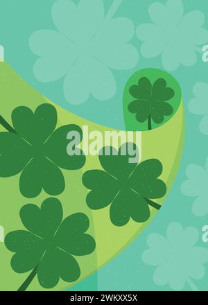 abstract green shamrock clover teaf of irirh. for st pattricks day decoration or greeting. vintage style vector illustration Stock Vector