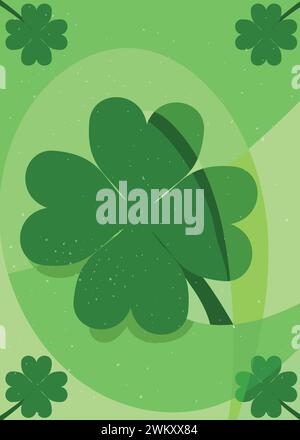 abstract green shamrock clover teaf of irirh. for st pattricks day decoration or greeting. vintage style vector illustration Stock Vector