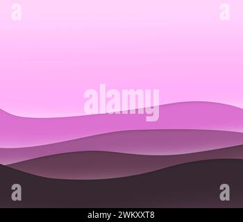 Pink, purple and magenta layered wavy lines with shadows. High resolution full frame abstract background with copy space. Stock Photo