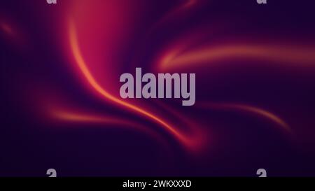 Abstract flowing liquid wavy curved purple, red and orange shapes on dark purple background. High resolution full frame blurry and dynamic background. Stock Photo