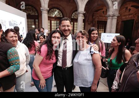 Tiempo de Mujeres, Festival For Equality Press Conference February 22, 2024, Mexico City, Mexico: Head of Government, Marti Batres poses for photos after press conference to announce the Concert Women s Time, Festival For Equality. Mexico City CDMX Mexico Copyright: xAlejandroxMedinaxGuzmanxxEyepixx Stock Photo