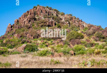 The Rugged Landscape of Fort Davis National Historic Site, Historic United States Army fort in Texas, USA Stock Photo