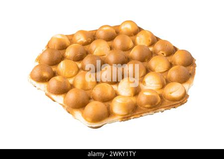 Freshly baked bubble waffle without topping on white background Stock Photo