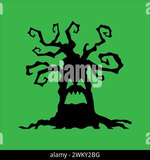 Art illustration background seamless design concept colorful icon symbol logo of scare tree Stock Vector