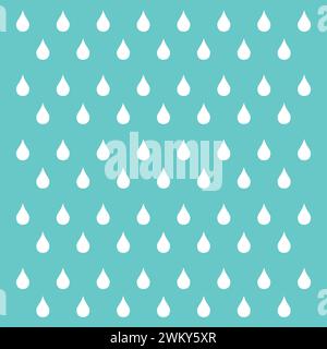 Seamless Water Drop pattern background vector. Rain. Falling water drops. Shades of blue. Stock Vector