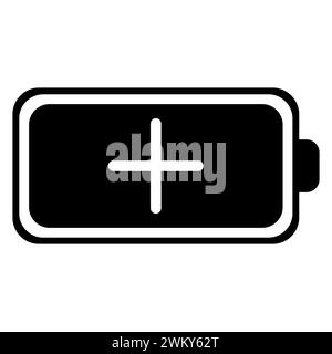 Battery saver icon isolated of flat style design. Energy saver battery illustration black icon vector design. Stock Vector