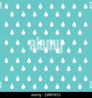 Seamless Water Drop pattern background vector. Rain. Falling water drops. Shades of blue. Stock Vector