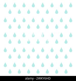 Seamless Water Drop pattern background vector. Rain. Falling water drops. Shades of blue. Stock Vector