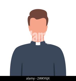 Catholic priest portrait. Catholic priest in a cassock. Vector illustration Stock Vector