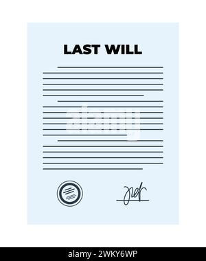 Last will and testament signed and sealed. Vector illustration isolate on a white background Stock Vector