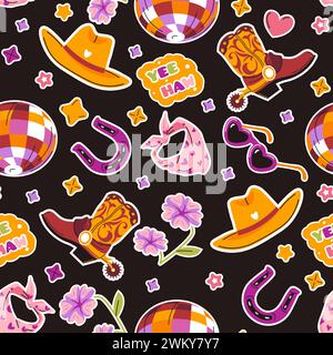 Western Items Seamless Dark Pattern Stock Vector