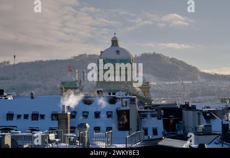 Federal Palace of Switzerland in Bern on a winter Morning Stock Photo