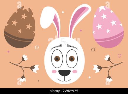 Set of Easter elements. Easter bunny and eggs. Easter clip art Stock Vector