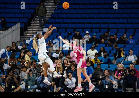 UCLA Bruins guard Charisma Osborne (20) shoots over Utah Utes guard Kennady McQueen (24) during a NCAA women’s basketball game, Thursday, February 22, Stock Photo