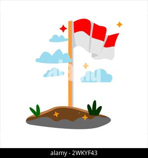 art illustration design concept of independence day of indonesia Stock Vector