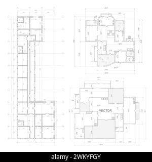 Architectural plan,technical project .House plan project .Engineering design .Industrial construction of houses .Vector , illustration. Stock Vector