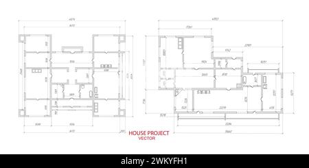 Architectural plan,technical project .House plan project .Engineering design .Industrial construction of houses .Vector , illustration. Stock Vector