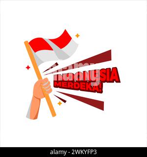 art illustration design concept of independence day of indonesia Stock Vector