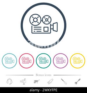Motion picture production line icons, signs, vector set, outline ...