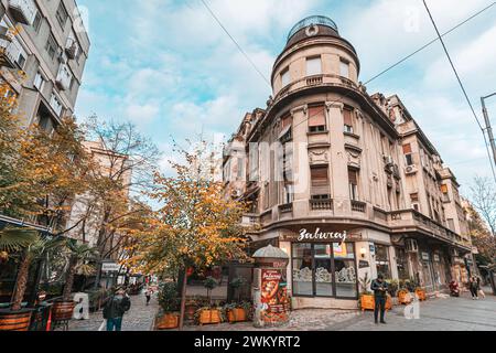 20 November 2023, Belgrade, Serbia: Famous street and district Skadarlija in Beograd old town Stock Photo