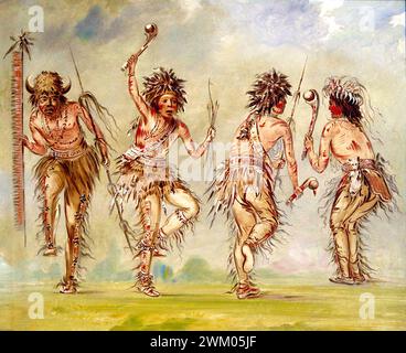 George Catlin - Four Dancers - 1843-1844 Stock Photo