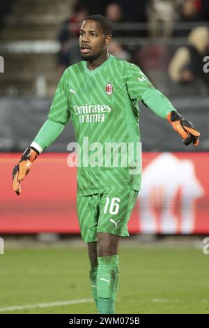 AC Milan goalkeeper Mike Maignan during the UEFA Europa League, Play-off 2nd leg football match between Stade Rennais (Rennes) and AC Milan on February 22, 2024 at Roazhon Park in Rennes, France Stock Photo