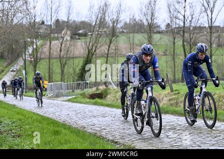 Gent, Belgium. 23rd Feb, 2024. Swiss Stefan Kung of Groupama-FDJ pictured in action during the reconnaissance of the track of this weekend's one-day cycling race Omloop Het Nieuwsblad, Friday 23 February 2024. BELGA PHOTO DIRK WAEM Credit: Belga News Agency/Alamy Live News Stock Photo