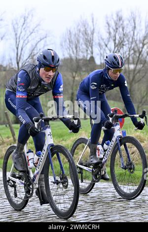 Gent, Belgium. 23rd Feb, 2024. Swiss Stefan Kung of Groupama-FDJ pictured in action during the reconnaissance of the track of this weekend's one-day cycling race Omloop Het Nieuwsblad, Friday 23 February 2024. BELGA PHOTO DIRK WAEM Credit: Belga News Agency/Alamy Live News Stock Photo