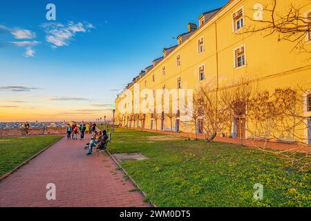 04 January 2024, Novi Sad, Serbia: enchanting beauty of Novi Sad's skyline against the backdrop of the Danube River, showcasing the majestic fortress Stock Photo