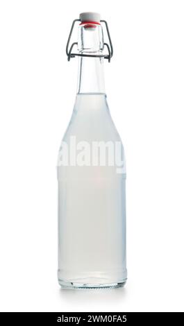 Glass bottle of lemonade isolated on the white background. Stock Photo