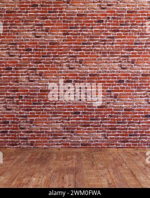 Red brick wall vertical background, Old red brickwall grunge texture 3d render. Stock Photo
