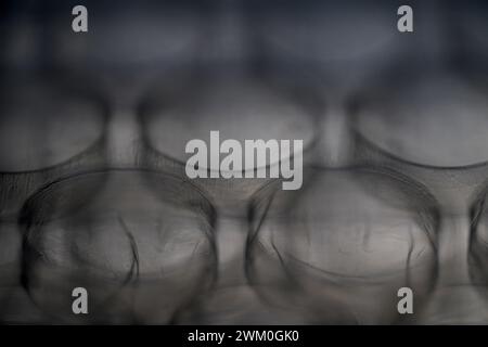 detail of transparent bubble wrap in dark horizontal tone Stock Photo