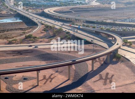 Aerial view of Arizona road and highways near Phoenix, Arizona, USA Stock Photo