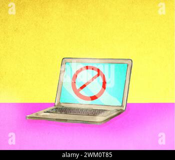 Illustration of laptop displaying error message Stock Photo