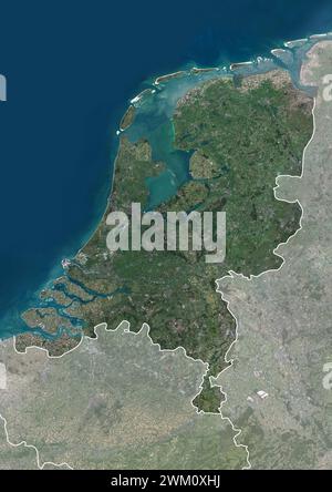 Color satellite image of Netherlands, with mask Stock Photo - Alamy