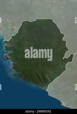Color satellite image of Sierra Leone and neighbouring countries Stock ...