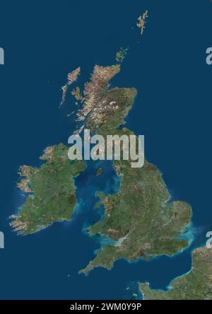Color satellite image of the British Isles. Stock Photo