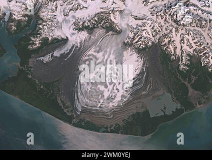 Color satellite image of Malaspina Glacier, Alaska in 2022. Stock Photo