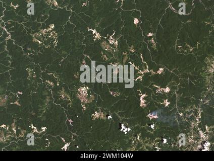 Color satellite image of coal mines in southern West Virginia, USA in 2022. Stock Photo