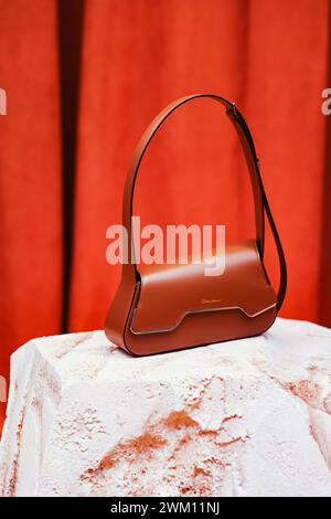 Milan, Italy. 23rd Feb, 2024. Women's Fashion Autumn Winter 2024-2025 - Santoni presentation: Purse Credit: Independent Photo Agency/Alamy Live News Stock Photo