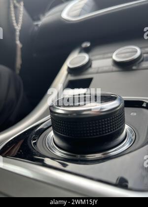 automatic transmission in a black chic modern car Stock Photo